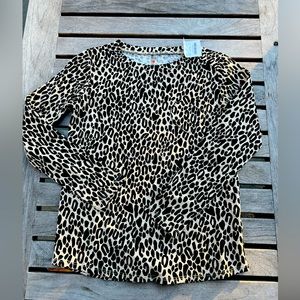 NWT Crewcuts Girls' long-sleeve T-shirt in heart leopard print Size 6/7